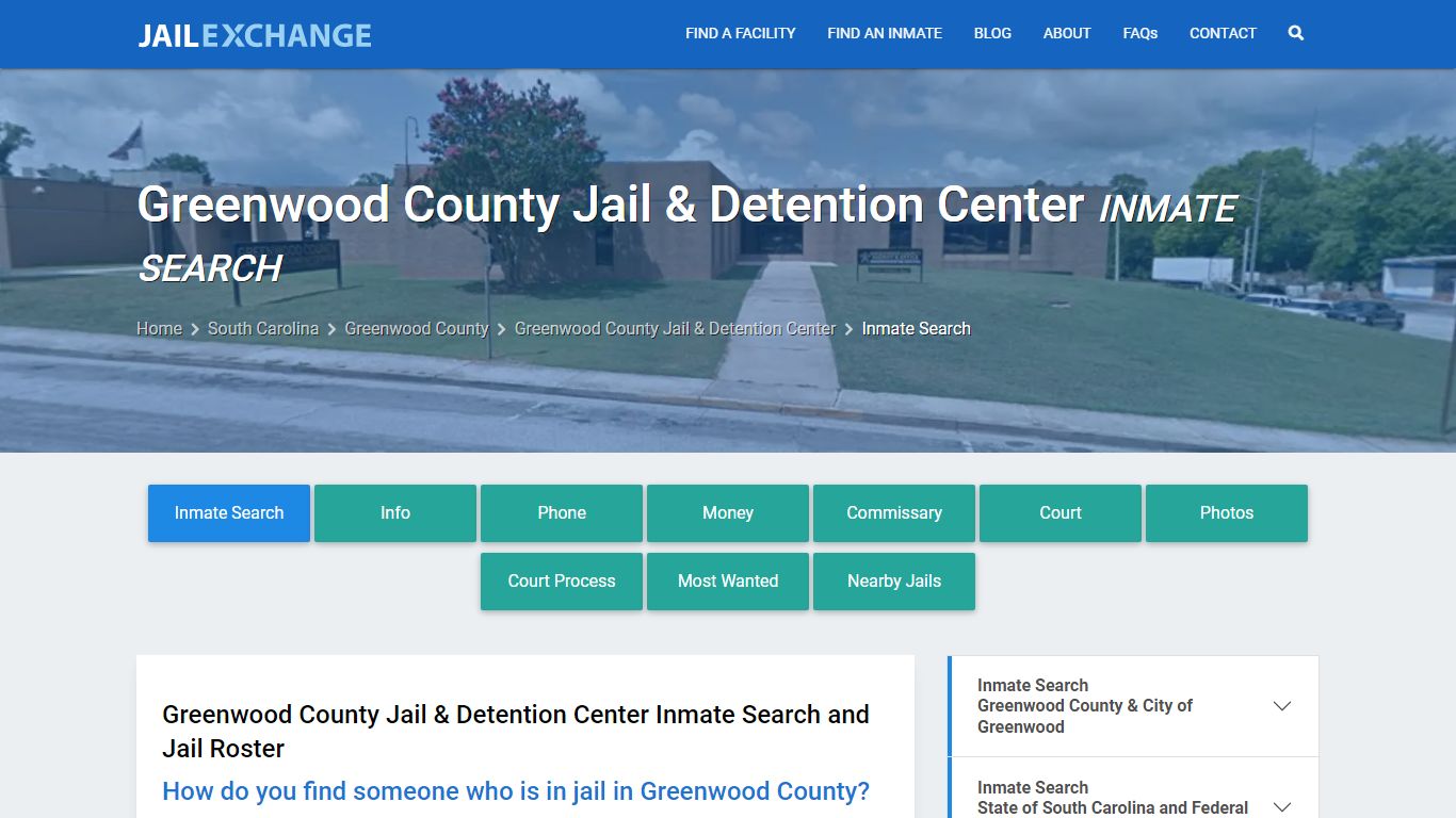 Greenwood County Jail & Detention Center Inmate Search