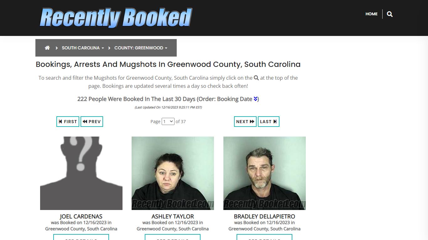 Bookings, Arrests and Mugshots in Greenwood County, South Carolina