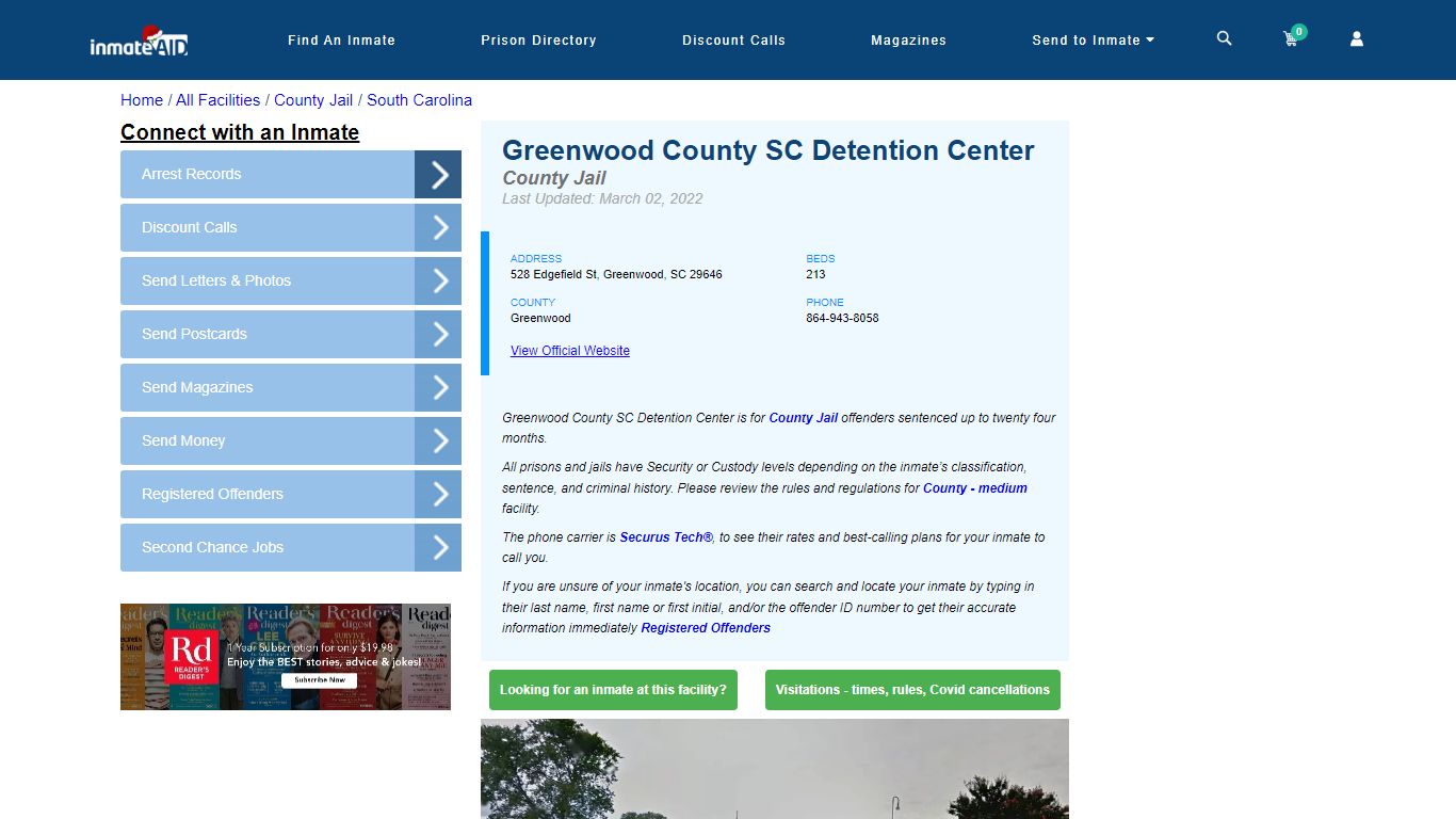 Greenwood County SC Detention Center - Inmate Locator - Greenwood, SC