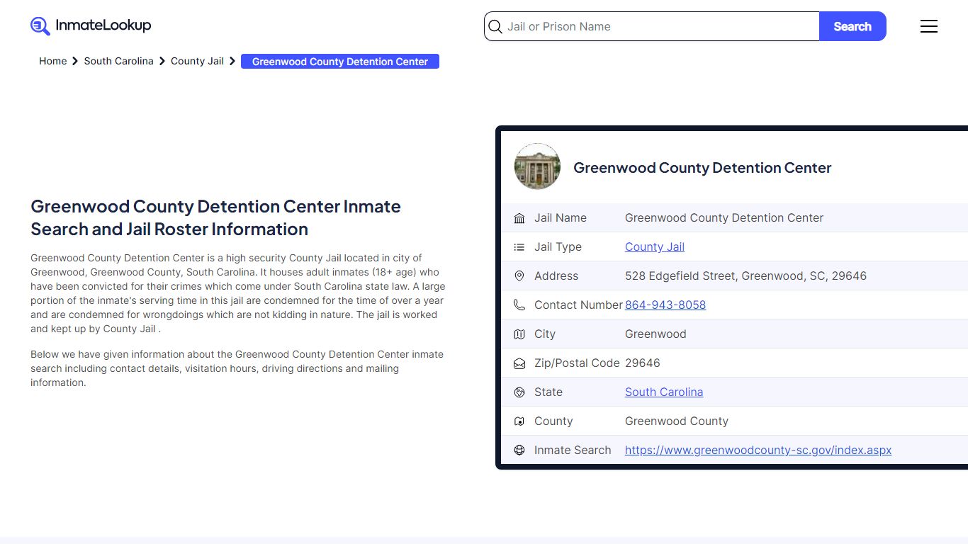 Greenwood County Detention Center Inmate Search, Jail ... - Inmate Lookup